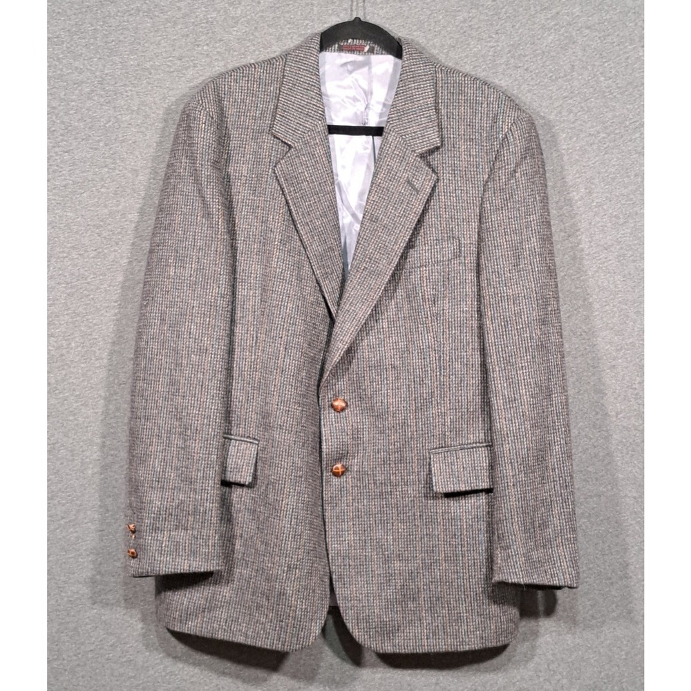 English Manor Mens Grey 100% Pure Wool Vintage Two Button Blazer Sport Coat